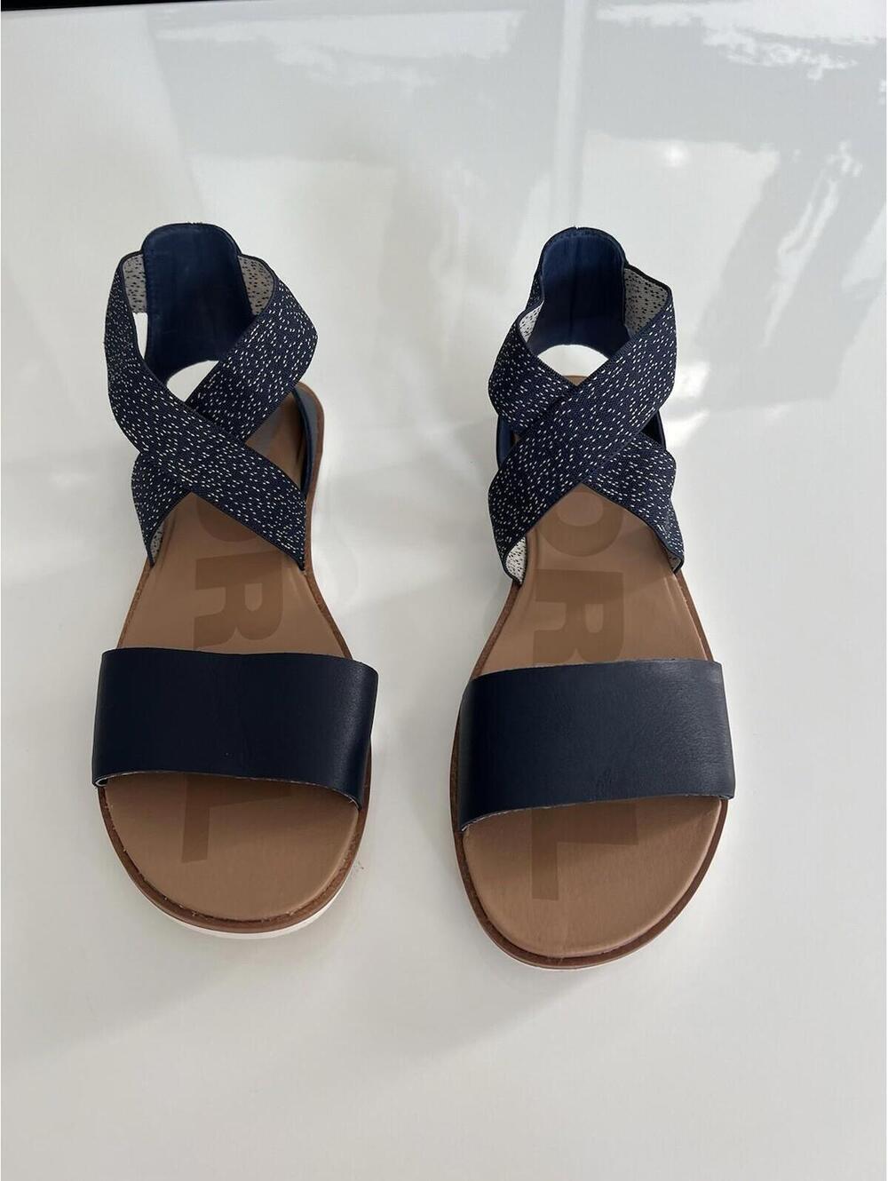 $89 SOREL Women's Ella II Leather Sandals, Nocturnal Blue Multiple Size 11 - Picture 8 of 10